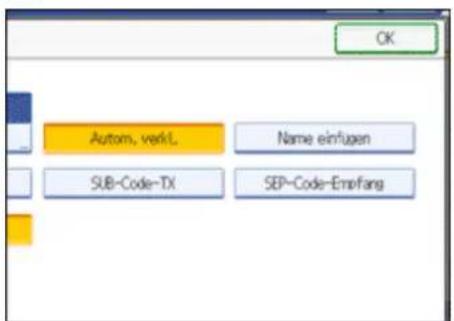 OK Autom, verkl. Name einfügen SUB-Code-TX SEP-Code-Empfang