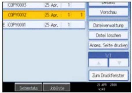 COPY0005 25 Apr. 1 COPY0002 25 Apr. 1 1 COPY0001 25 Apr. 1 Details Vorschau Dateivenwaltung Datei loschen Anag, Seite drucken 1/1 Zum Druckferster Systematic Jobliste 25 April 2008 6:49