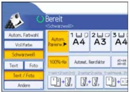 Bereit Schwarzwei® Autom. Farbwahl Vollfarbe Schwarzwei® Text Foto Andere 1 A4 2 A3 3 A4 100%-Iap Automet. Repofaktor A5+A4 A4+A5 1+Text+2+Text-0+0 2+Antig-2+Anta 1+Text+6+8 2+1+2+3+4