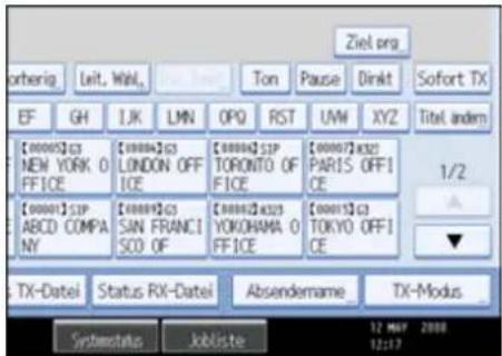 Ziel.org otherig Leit. Wall. Ton Pause Dinkt Sofort TX EF GH IJK LMN OPO RST UVM XYZ Titel andem [00005]CS [00004]CS [00004]SIP [00007]x321 1/2 NEW YORK 0 LONDON OFF TORONTO OF PARIS OFFI FFICE ICE FICE CE [00001]SIP [00009]CS [00002]x321 [00015]C ABCD COMPANY SIN FRANCIS YOKOHAMA 0 TOKYO OFFI SO OF FFICE CE TX-Datei Status RX-Datei Absendername TX-Modus Systematics Jobliste 12 MAY 2008 12:17