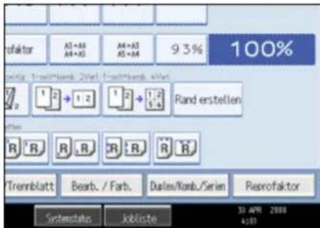 rofaktor AS=AS A4=AS A4=AS 9.3% 100% Rand erstellen Trennblatt Bearb. / Farb. Duplex/Komb/Serien Resrofaktor Systematic Jobliste 33 APR 2008 4:23