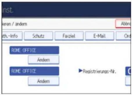 inst. veren / andem Abbr ath.-Info Schutz Faxziel E-Mail Ord ROME OFFICE Andem ROME OFFICE Andem ►Registrierungs-Nr.