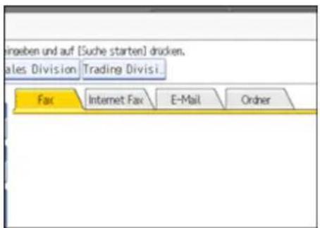 ingeben und auf [Suche starten] drucken. ales Division Trading Divisi Fax Internet Fax E-Mail Order