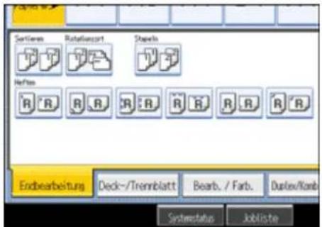 SortGenes Rotatienzort Shapeo Heftes R R R R R R R R R Endbearbeitung Deck-/Trennblatt Bearb. / Farb. Duplex/Kanb Systemstatus Jobliste