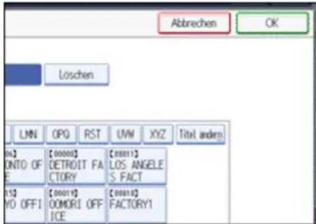 Abbrechen OK Loschen LNN OPQ RST UVM XYZ Titel anders [0000] DETROIT FA CTORY [0001] LOS ANGELE S. FACT [0001] COMROI OFF ICE [0001] FACTORY1