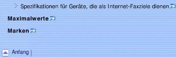 Spezifikationen für Geräte, die als Internet-Faxziele dienen Maximalwerte Marken Anfang |