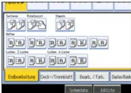Sortivien Rotationcort Shapein Heften R R R R R R R Lock: 2 Lücker Lock: 4 Lücker R R R R R R Endbearbeitung Deck-/Trennblatt Bearb. / Farb. Durles/Komb Systemstahs Jobliste