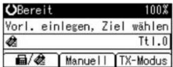 Bereit 100% Vorl. einlegen, Ziel wählen Ttl.0 Manuell TX-Modus