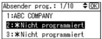 Absender prog.: 1/10 OK 1:ABC COMPANY 2:*Nicht programmiert 3:*Nicht programmiert