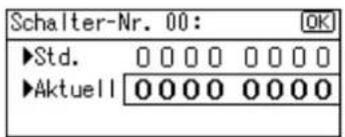 Schalter-Nr. 00: OK ►Std. 0 0 0 0 0 0 0 ►Aktuell 0 0 0 0 0 0 0