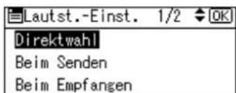Lautst.-Einst. 1/2 OK Direktwahl Beim Senden Beim Empfangen
