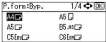 P.form:Byp. 1/4 OK A4 □ A5 □ A5 □ B5 Jis □ C5Env □ C8Env □