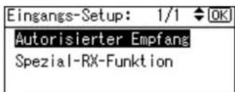 Eingangs-Setup: 1/1 OK Autorisierter Empfang Spezial-RX-Funktion