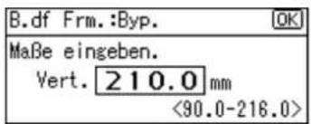 B.df Frm.:Byp. Maße eingeben. Vert. 210.0 mm <90.0-216.0>