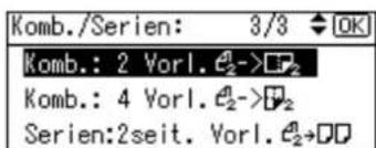 Komb./Serien: 3/3 OK Komb.: 2 Vorl. e₂->□₂ Komb.: 4 Vorl. e₂->□₂ Serien:2seit. Vorl. e₂→□□