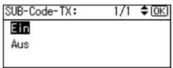 SUB-Code-TX: 1/1 OK Ein Aus