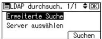 LDAP durchsuch. 1/1 OK Erweiterte Suche Server auswählen Suchen