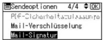 Sendeoptionen 4/4 OK PDF-Cicherheitszulassunge Mail-Verschlüsselung Mail-Signatur