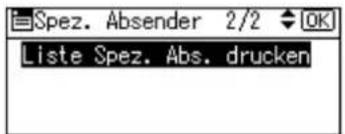 Spez. Absender 2/2 OK Liste Spez. Abs. drucken