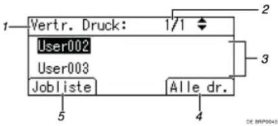 1—Vertr. Druck: 1/1 User002 User003 Jobliste 5 4 Alle dr. 3 2 DE BRP0045