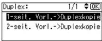 Duplex: 1/1 OK 1-seit. Vorl.->Duplexkopie 2-seit. Vorl.->Duplexkopie