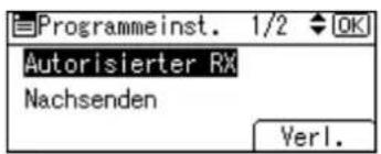 Programmeinst. 1/2 OK Autorisierter RX Nachsenden Verl.