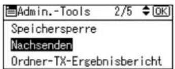 Admin.-Tools 2/5 OK Speichersperre Nachsenden Ordner-TX-Ergebnisbericht