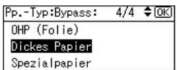 Pp.-Typ:Bypass: 4/4 OK OHP (Folie) Dickes Papier Spezialpapier