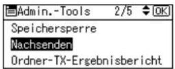 Admin.-Tools 2/5 OK Speichersperre Nachsenden Ordner-TX-Ergebnisbericht