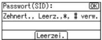 Passwort(SID): OK Zehnert., Leerz.,*, # verw. Leerzei.