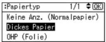 :Papiertyp 1/1 OK Keine Anz. (Normalpapier) Dickes Papier OHP (Folie)