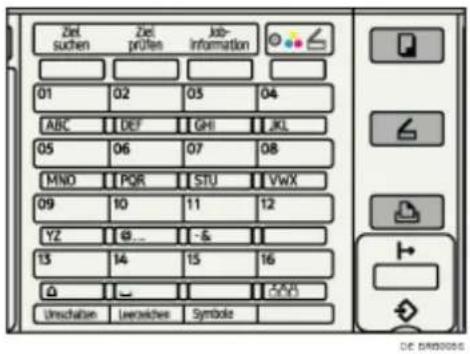 Ziel suchen Ziel prüfes Job- Information 01 02 03 04 ABC DEF GPI JKL 05 06 07 08 MNO PQR STU VWX 09 10 11 12 YZ @... & 13 14 15 16 A Umschinen Leversicher Symbols