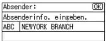 Absender: OK Absenderinfo. eingeben. ABC NEWYORK BRANCH