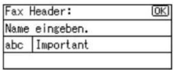 Fax Header: Name eingeben. abc Important