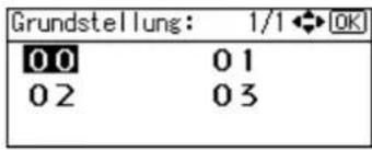 Grundstellung: 1/1 OK 00 01 02 03