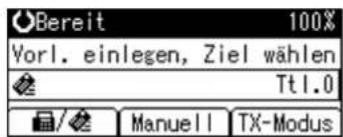 Bereit 100% Vorl. einlegen, Ziel wählen Ttl.0 Manuell TX-Modus