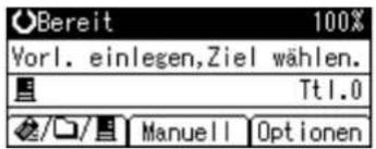 Bereit 100% Vorl. einlegen,Ziel wählen. Tt1.0 Manuell Optionen