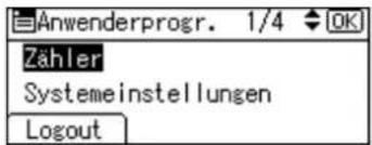 Anwenderprogr. 1/4 OK Zähler Systemeinstellungen Logout