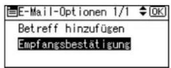 E-Mail-Optionen 1/1 OK Betreff hinzufügen Empfangsbestätigung