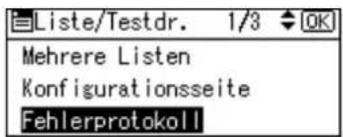 Liste/Testdr. 1/3 OK Mehrere Listen Konfigurationsseite Fehlerprotokoll