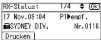 RX-Status: 1/4 OK 17 Nov.09:04 P1►empf. SYDNEY DIV. Nr.0116 Drucken