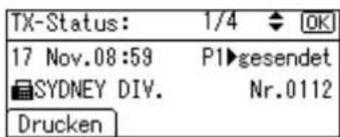 TX-Status: 1/4 OK 17 Nov.08:59 P1gesendet SYDNEY DIV. Nr.0112 Drucken