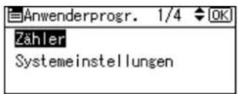 Anwenderprogr. 1/4 OK Zähler Systemeinstellungen