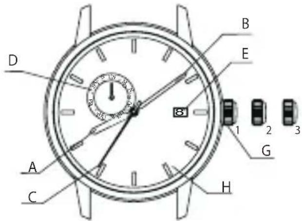 ORIENT Classic AK00001Y - ◆ PARTES COMPONENTES Y SUS FUNCIONES - 2