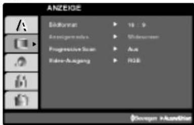 ANZEIGE Bildformat ▶ 18 : 9 Entwicklung aus ▶ Widescreen Progressive Span ▶ Aus Video-Anfang ▶ RGB ©Noven vÄnderlöse