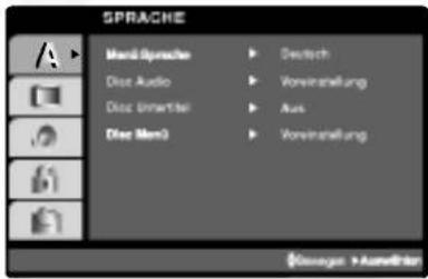 SPRACHE Mand Sprache ▶ Deutsch Diss Audio ▶ Vorzinstellung Diss Unmittel ▶ Aus Diss Mono ▶ Vorzinstellung