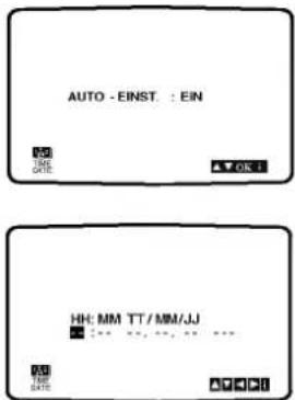 AUTO - EINST. : EIN OFF TIME DATE: ▲ OK! HH: MM TT/MM/JJ ■ :---,---,---,---,---. OFF DATE: