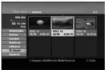 LG RH256B - Hinzufügen weiterer Titel/Kapitel zur Playliste -RWVR - 1