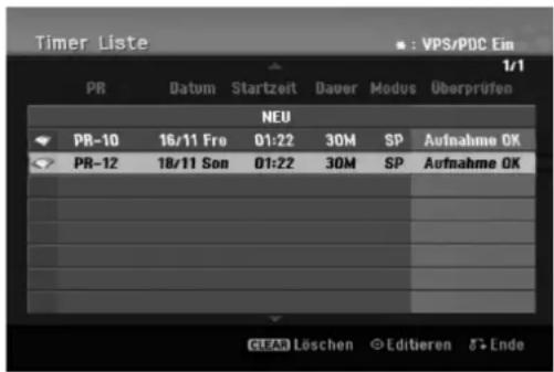 LG RH256B - Überprüfung der Timer-Aufnahme - 1