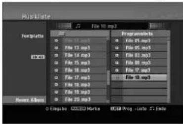 LG RH256B - Optionen im Menü Programmliste - 1